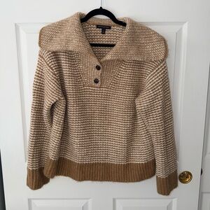 Banana Republic Tan and Cream Cowl Neck Sweater